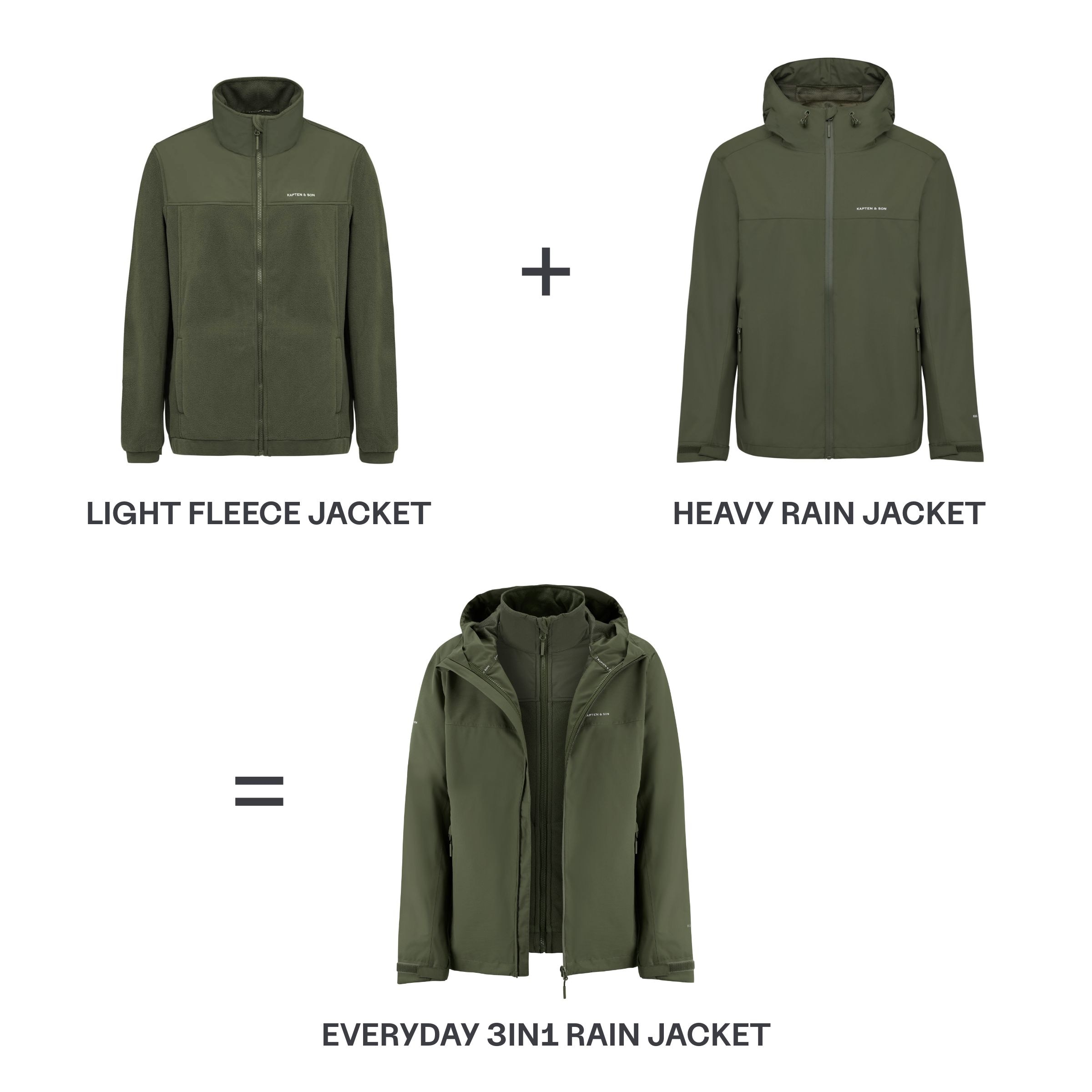 Everyday 3in1 Rain Jacket Olive – Herren – Jacken