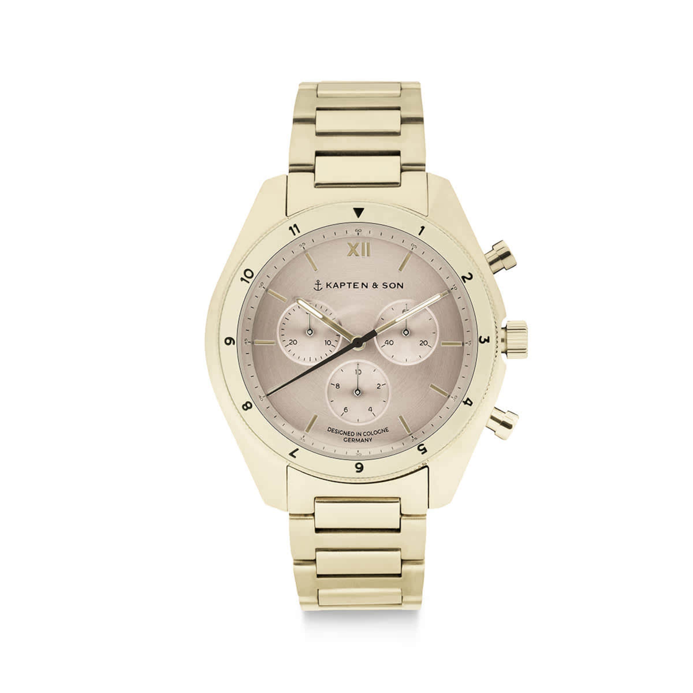 Kapten & Son Rise Small Light Gold Cream Steel Uhr In