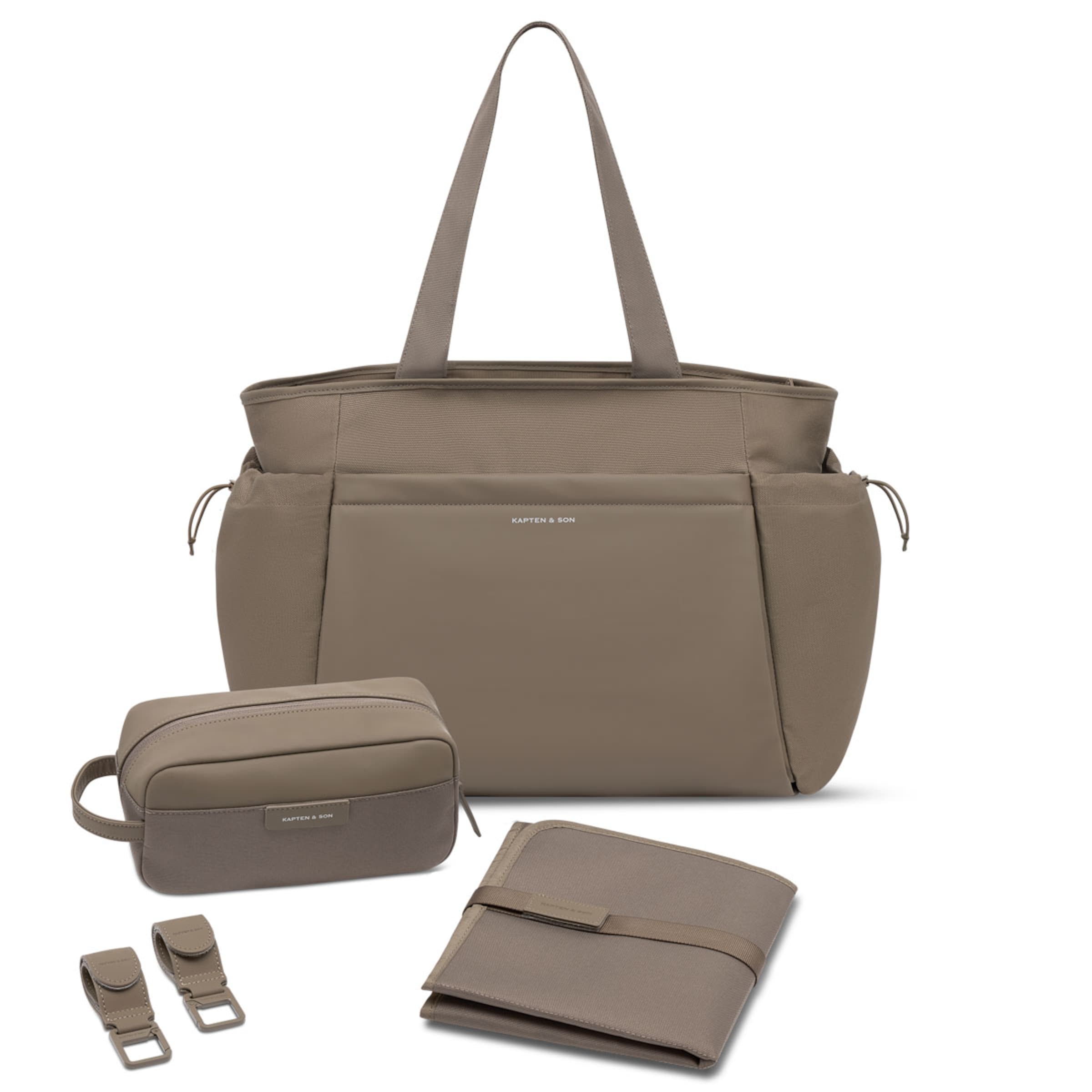 Kapten & Son Hellvi Pro Large Diaper Bag Set Walnut Wickelrucksack In Walnut